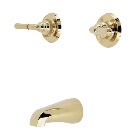 Kingston Brass Tub and Shower Faucet, Polished Brass, Wall Mount KB242TO
